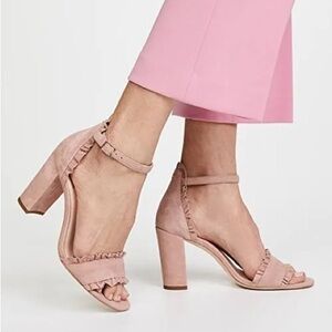Kate Spade 6.5 Odele Elegant Pink Ankle Strap Heels Dusty Blush Seude Sandals